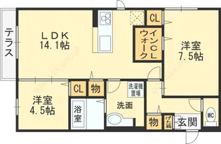 おばつじアイビーコートB棟【1階】の間取り