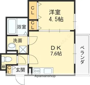 クリエオーレ鴻池徳庵町【1階】の間取り