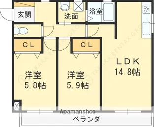 グロースハイツ新石切Ⅳ【202号室】の間取り