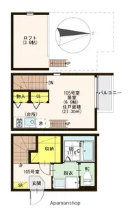 ハーモニーテラス小若江【105号室】の間取り