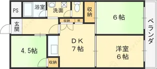 西岩崎コーポ【406号室】の間取り