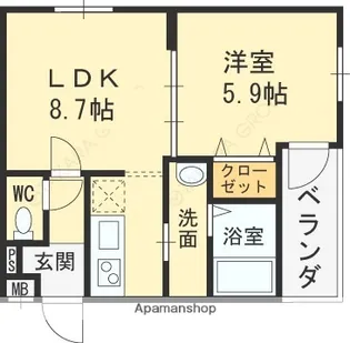 フジパレス高井田【3階】の間取り