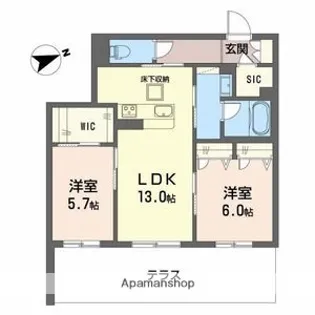 シャーメゾンカーサレジオ【1階】の間取り