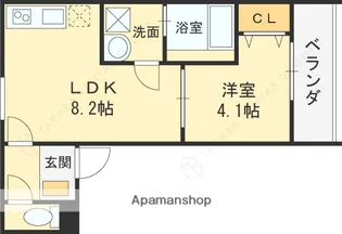 BADGE瓢箪山【1階】の間取り