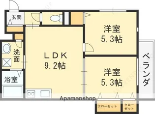 クリエオーレ新鴻池【302号室】の間取り