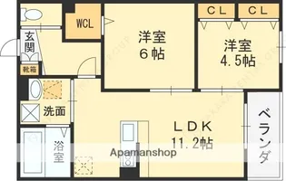 ベネフィス東石切公園【2階】の間取り