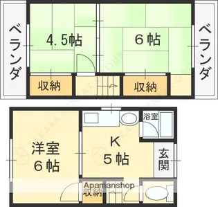 大阪府東大阪市上六万寺町【一戸建】の間取り
