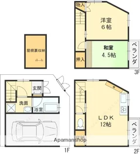 大阪府東大阪市北石切町【一戸建】の間取り