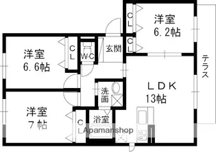 シャーメゾンヴェルデパティオ【1階】の間取り