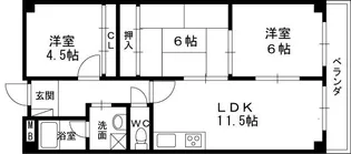 シャトレ鳴尾【2階】の間取り