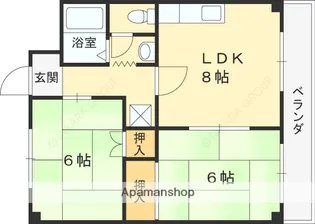 ウエストサイド瓢箪山【3階】の間取り