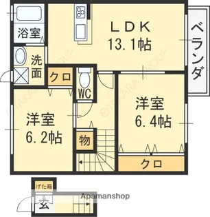 シャーメゾン稲田本町B棟【2階】の間取り