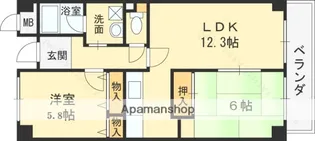 プルミエハイツ花園【1階】の間取り