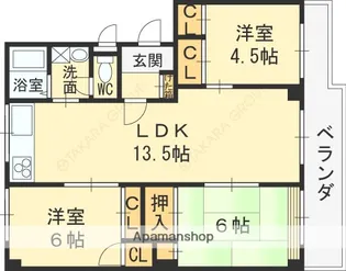 牧野ハイム1号棟【5階】の間取り