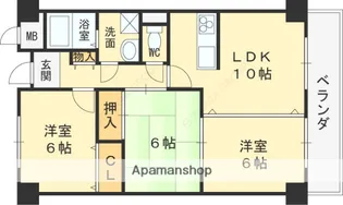 大阪府東大阪市西堤本通東2丁目【マンション】の間取り