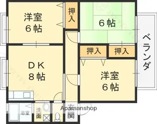 大阪府東大阪市中新開2丁目【アパート】の間取り