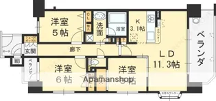 グランアッシュ上小阪【5階】の間取り