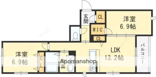 シャーメゾンガーデンズ菱屋西【2階】の間取り