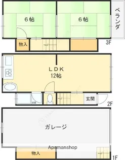 大阪府東大阪市西石切町1丁目【一戸建】の間取り