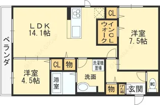 おばつじアイビーコートB棟【3階】の間取り