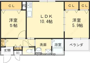クリエオーレ川田【303号室】の間取り