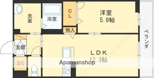 シャーメゾン オーク八戸ノ里【202号室】の間取り