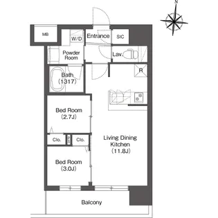 コンフォリア・リヴ新大阪西宮原ソルテラス【0401号室】の間取り
