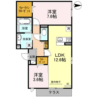 メゾン ド グレーヌ楠根【1階】の間取り