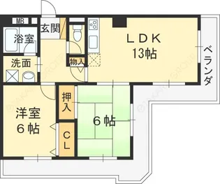 ルルド今米【402号室】の間取り