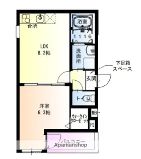 フジパレス瓜生堂?番館【1階】の間取り