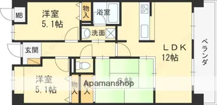 プランテーム吉田【402号室】の間取り