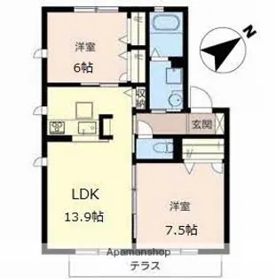 2LDKの間取り画像