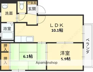 ソレイユ 北庄【B201号室】の間取り