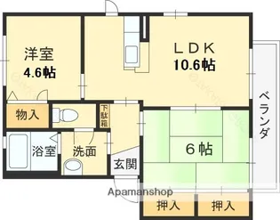 ソレイユ北庄【C201号室】の間取り