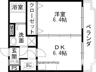ハピネス初芝【202号室】の間取り
