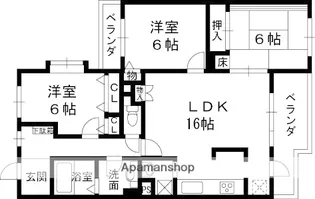 ヒルサイドテラス甲陽園【2階】の間取り