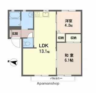イーストコートB棟【202号室】の間取り