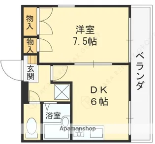 1DKの間取り画像