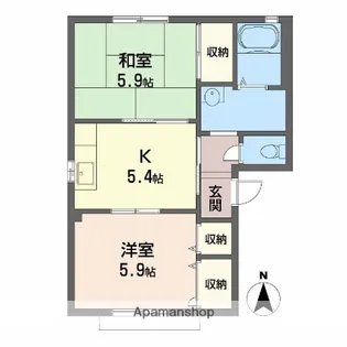 リヴェール・ド・ヴィラⅠ・Ⅱ【Ⅰ101号室】の間取り