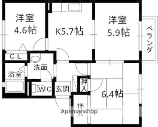 リヴェール・ド・ヴィラⅠ・Ⅱ【Ⅱ101号室】の間取り