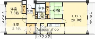 ビクトリアコート夙川【6階】の間取り