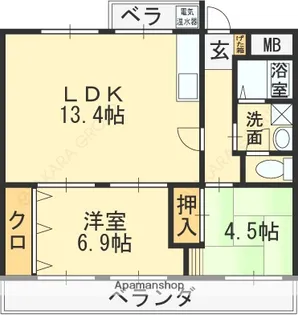 大阪府八尾市東老原1丁目【マンション】の間取り