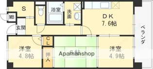 ボナージュ石橋【405号室】の間取り
