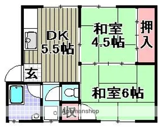 虹ヶ丘マンション【1B号室】の間取り