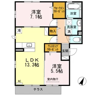 ファミール タカゼン E棟【1階】の間取り