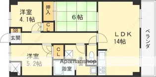 プール・トゥジュール甲陽園【3階】の間取り