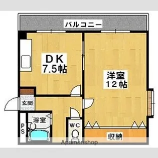 大津池第二マンション【1C号室】の間取り