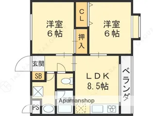 大阪府大阪市平野区長吉六反3丁目【マンション】の間取り
