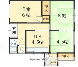 大阪府八尾市楽音寺4丁目【テラスハウス】の間取り