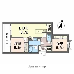 シャーメゾン 爽【2階】の間取り